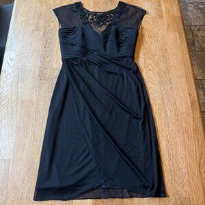 Black Bead Embellished Mesh Top Dress